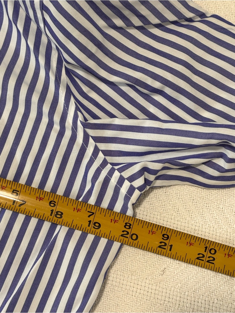 Chico's Navy and White Vertical Stripe Button-Down Shirt - Picture 8 of 10